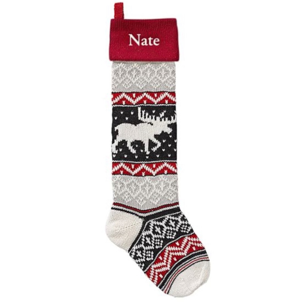 NWT Pottery Barn Fair Isle Stocking - Moose